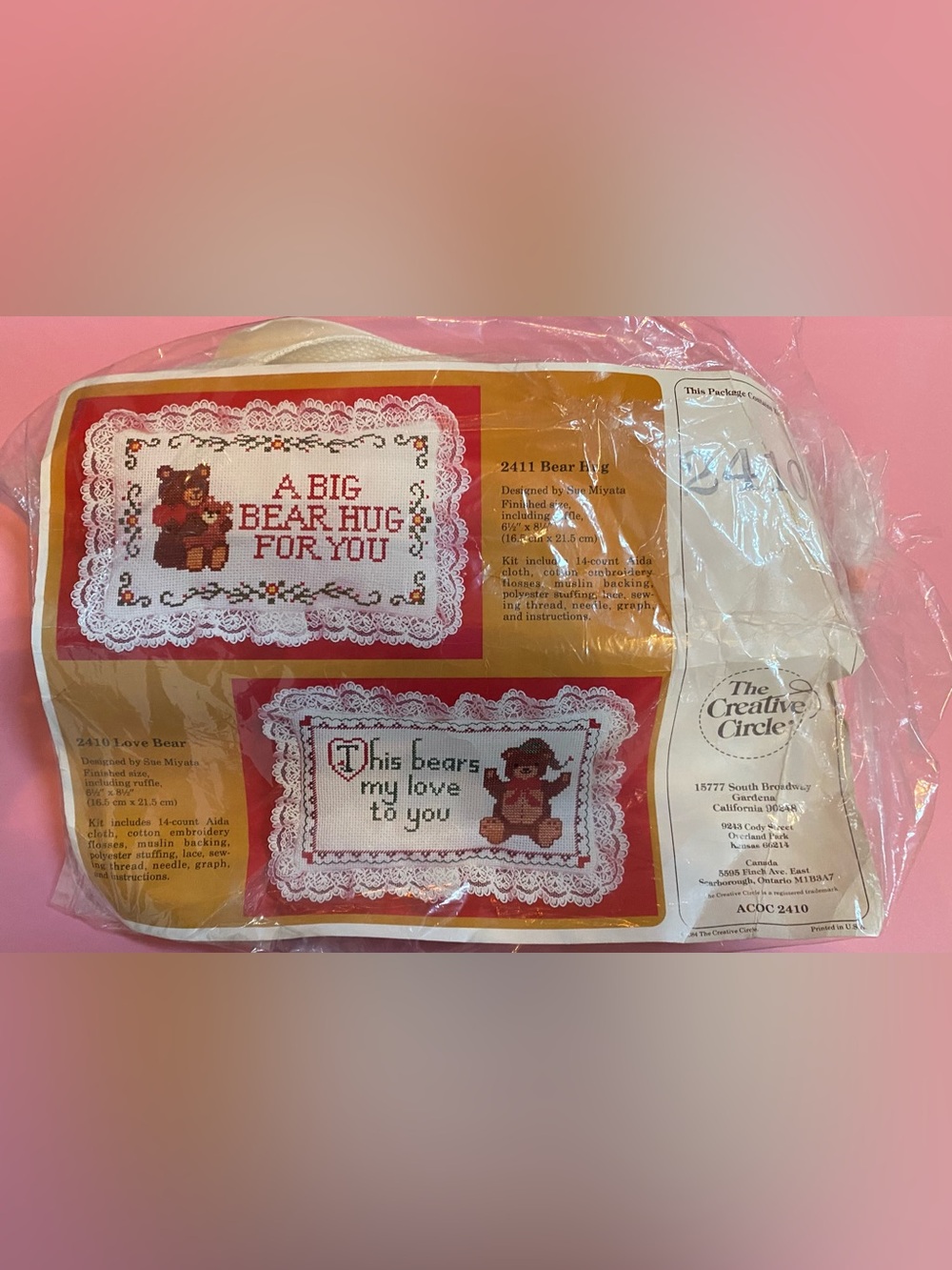Love Bear Cross-Stitch Pillow Kit